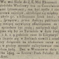 Aukcya w Sielcach, 1803