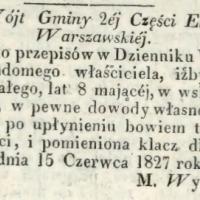 Wzywam Właściciela, 1827