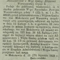 Reperacya domu szkolnego, 1849