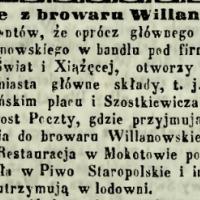 Ogłoszenie z browaru, 1862