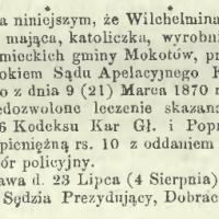Za błędne leczenie, 1870