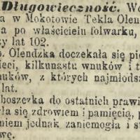 Długowieczność. 102 lata. 1887