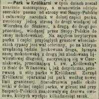 Park w Królikarni uszczuplony. 1891