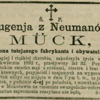 Zmarła Eugenia Muck, 1892