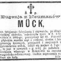 Pogrzeb Eugenji Mück, 1892