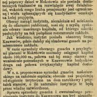 Instytut mokotowski potrzebuje kapitału. 1893.