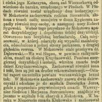 Epidemia cholery. Mokotów otoczony parkanem i rowem. Zgony. 1893.
