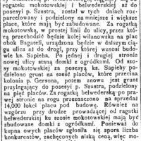 Nowe dzielnice. Parcelacja okolic Chocimskiej i Klonowej. 1894.