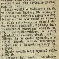 Pożar. Brak wody. 1899.