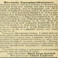 Podziękowanie ofiarodawcom, 1901