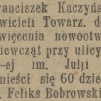 Poświęcenie szwalni, 1902