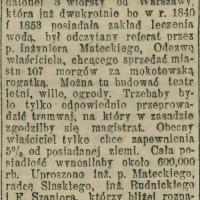 Oferta właściciela Wierzbna dla magistratu. 1902
