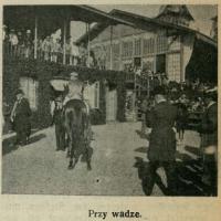 Wyścigi - przy wadze. Zdjęcie. 1910.