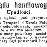 Upadłość fabryki, 1912