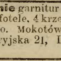 Okazyjnie garnitur i krzesła, 1913