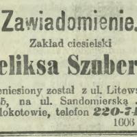 Zakład ciesielski przeniesiony, 1913