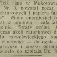 Pożar przy Natolińskiej, 1914