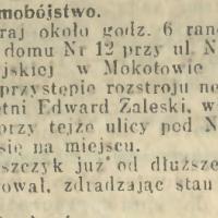 Samobójstwo aptekarza. Nowoaleksandryjska 12. 1914.