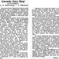 Schronisko Dzieci Maryi, 1914