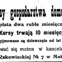 Kursy gospodarstwa domowego. 1915