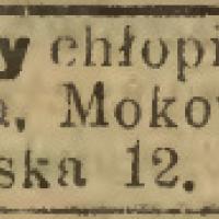 Chłopiec do gości, 1915