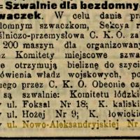 Szwalnie dla bezdomnych, 1915