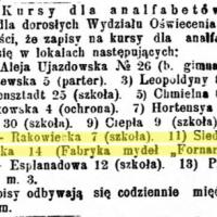 Kursy dla analfabetów, 1915
