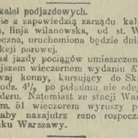 Linja wilanowska uruchomiona Linja wilanowska uruchomiona, 1916