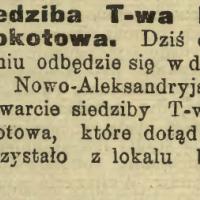 Otwarcie siedziby, 1916