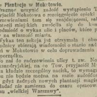 Plantacje w Mokotowie, 1916