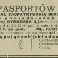 Pasporty ziemniaczane, 1918