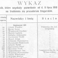 Wykaz tragarzy, 1918