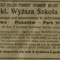Wyższa Szkoła Realna, 1920