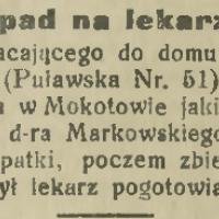 Napad na lekarza, 1921