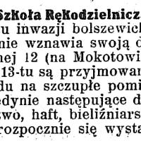Szkoła wznawia działalność, 1921