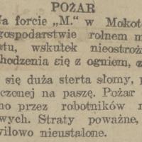 Pożar na forcie, 1922