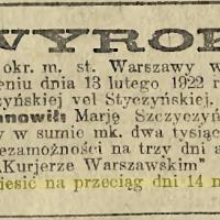 Odpis wyroku wywiesić, 1922