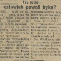 Czy człowiek powali byka? Park Promenada. 1923