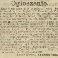 Zwłoki kobiety, 1923