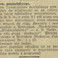 Kurs pszczelniczy, 1926