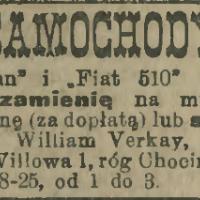 Samochody zamienię, 1926