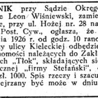 Licytacja w Tłoku, 1926