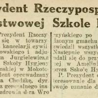 Prezydent w Szkole Hygjeny, 1926