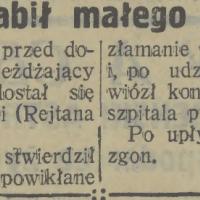 Tramwaj zabił chłopczyka, 1927