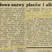 Nowe nazwy ulic, 1927