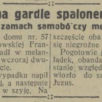 Brzytwa na gardle. Próby samobójcze. 1928.