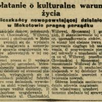 Kołatanie o warunki, 1928