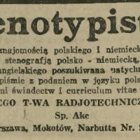 Potrzebna stenotypistka, 1928