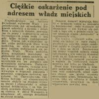 Ciężkie oskarżenie władz miejskich. Problemy Sielc i Siekierek. 1929.