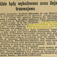 Nowe linje tramwajowe. Spacerowa, Belwederska, Chełmska. 1929.